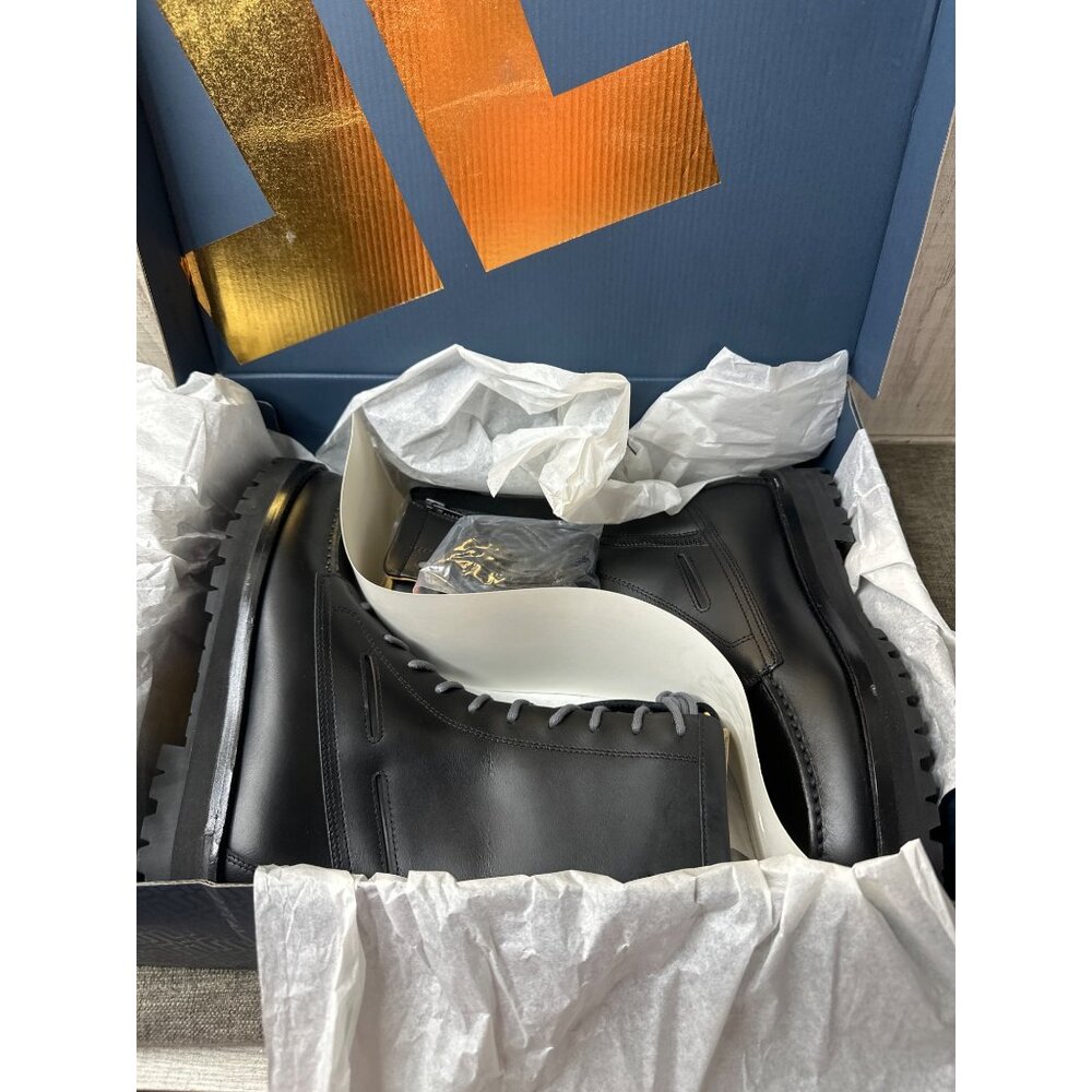 Sperry x John Legend Mens Sz 9 Tall Black Leather Lace-Up Boots w/ Side Zipper - Picture 9 of 11